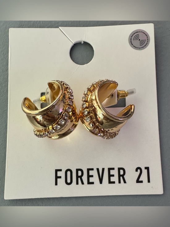 Forever 21 Jewelry - Forever 21 Gold Rhinestone Crossover Hoop Earrings classy chic